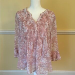 Charter Club Women Floral Pink Flowy Blouse, Size XL